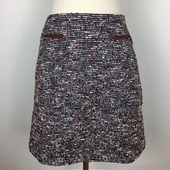 Loft  Gray & Maroon Tweed NWT Lined Mini Skirt 8 - Picture 2 of 7